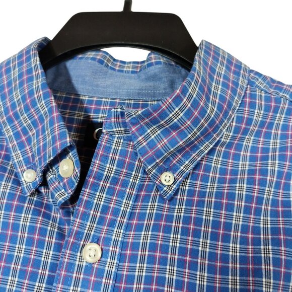 Ralph Lauren Chaps Mens Blue Plaid Button Down Shirt Long Sleeve LARGE - Picture 5 of 8